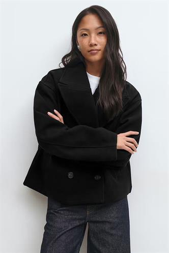 Siyah Kısa Kaşe Kadın Kaban MG2544
