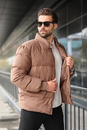 Vizon Düğmeli Dik Yaka Erkek Şişme Mont E7435