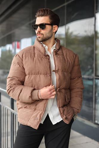 Vizon Düğmeli Dik Yaka Erkek Şişme Mont E7435