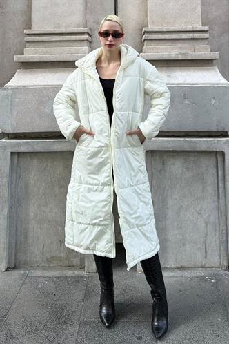 Mad Girls Ekru Uzun Şişme Mont MG1303