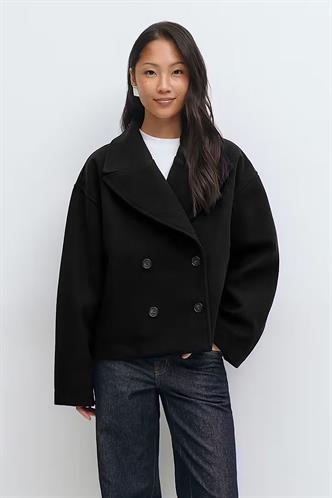 Siyah Kısa Kaşe Kadın Kaban MG2544