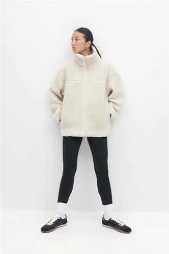Bej Çift Fermuarlı Kadın Peluş Mont MG2556