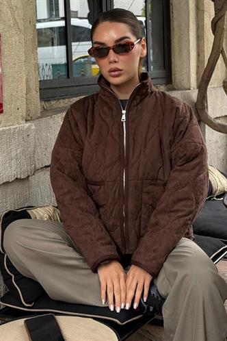 Acı Kahverengi Dik Yaka Kapitone Kadın Mont MG2568