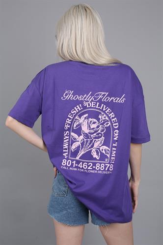 Purple Printed Oversize T-Shirt MG1513