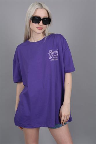 Purple Printed Oversize T-Shirt MG1513