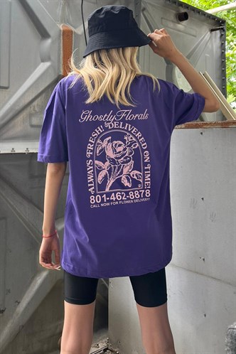 Purple Printed Oversize T-Shirt MG1513