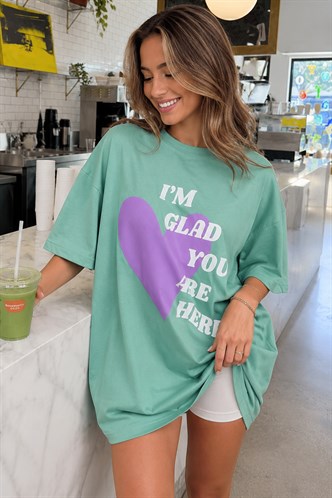 Mad Girls Yeşil Baskılı Tişört Mg1202