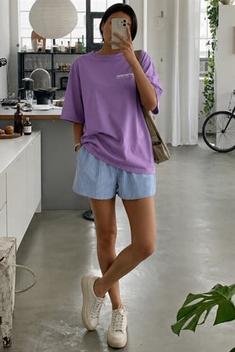 Mad Girls Unisex Printed Lilac T-shirt Mg1197