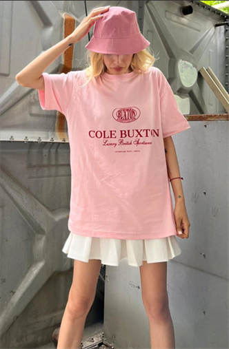Pembe Baskılı Oversize Tişört MG1512