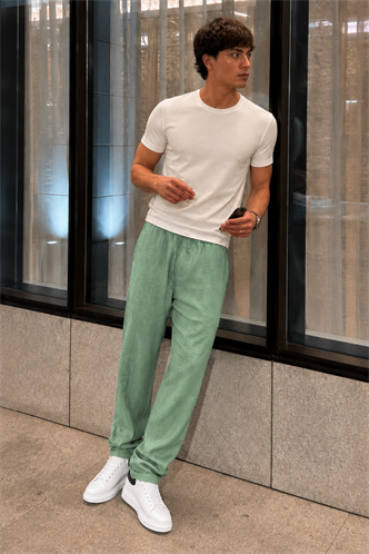 Yeşil Müslin Kumaş Erkek Basic Pantolon 6507