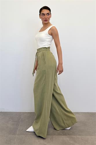Mint Yeşili Yüksek Bel Bol Paça Pantolon MG2408