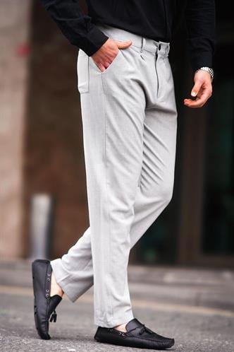 Gri Regular Fit Düz Kesim Yan Cepli Erkek Pantolon 6540