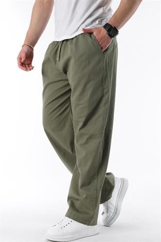 Yeşil Bol Paça Beli Bağlamalı Erkek Pantolon E7403
