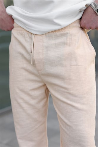 Paça Detaylı Rahat Kesim Erkek Bej Pantolon 6532