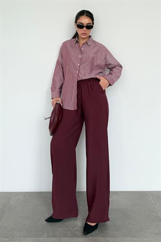 Bordo Elastik Belli Bol Kesim Pantolon MG2020