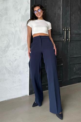 Lacivert Yüksek Bel Kumaş Pantolon MG2284
