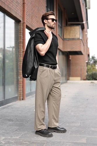 Haki Pilili Relaxed Fit Pantolon E6588