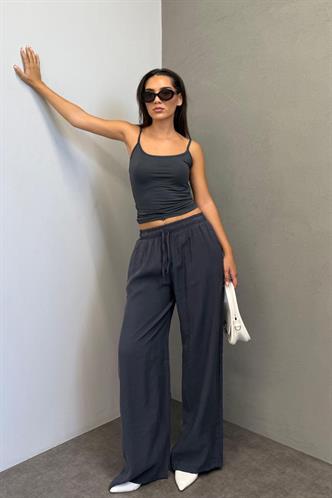 Antrasit Geniş Paça Kadın Pantolon MG1982