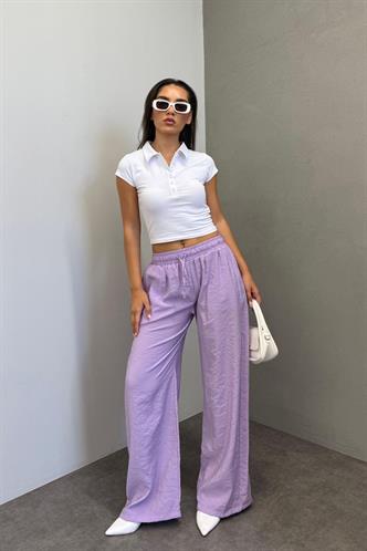 Lila Geniş Paça Kadın Pantolon MG1982