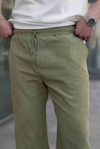 Paça Detaylı Rahat Kesim Erkek Haki Pantolon 6532