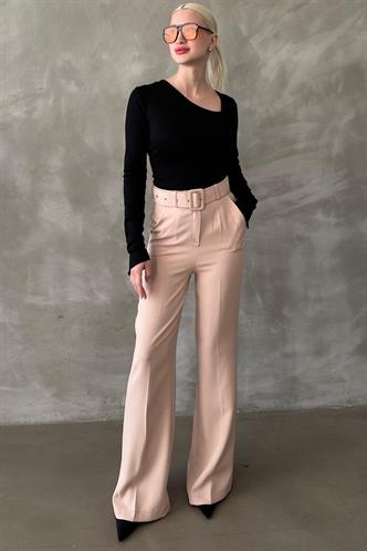 Bej İspanyol Paça Kadın Kumaş Pantolon MG2303