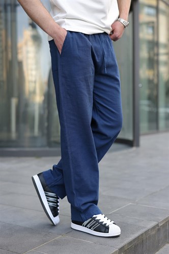 Paça Detaylı Rahat Kesim Erkek Lacivert  Pantolon 6532