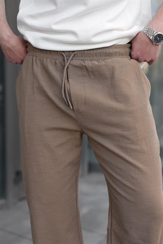 Paça Detaylı Rahat Kesim Erkek Kahverengi Pantolon 6532