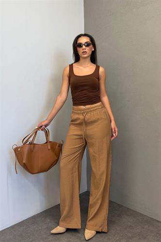 Camel Geniş Paça Kadın Pantolon MG1982