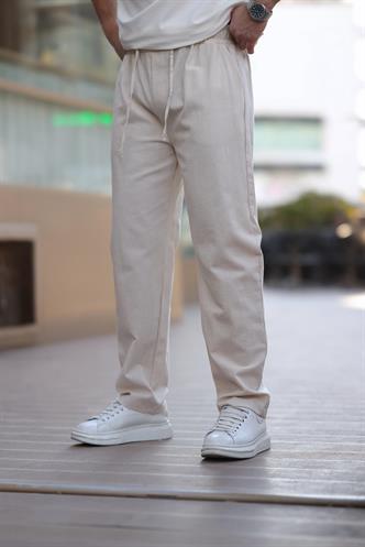 Bej %100 Pamuklu Rahat Kesim Erkek Pantolon E6565