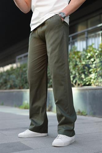 Haki Bol Paça Beli Bağlamalı Erkek Pantolon E7403