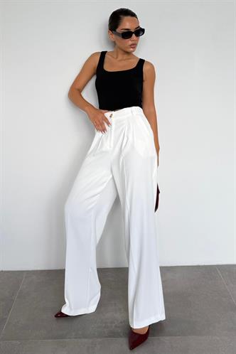 Beyaz Kadın Palazzo Pantolon Mg2525