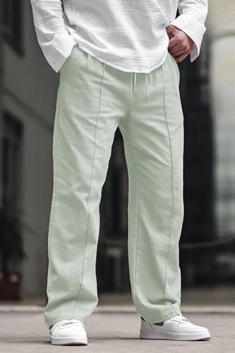 Mint Yeşili Erkek Rahat Kesim Keten Pantolon 6539