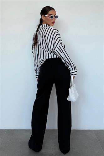 Siyah Yüksek Bel Kadın Palazzo Pantolon MG2506