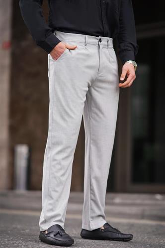 Gri Regular Fit Düz Kesim Yan Cepli Erkek Pantolon 6540