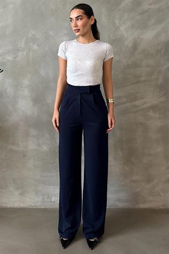 Lacivert  Likralı Cırt Kapamalı Palazzo Pantolon MG2291