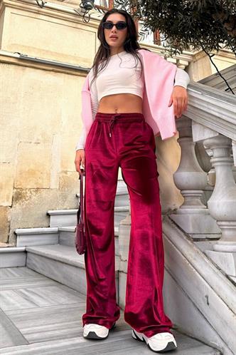 Bordo Bol Paça Kadife Eşofman MG2283