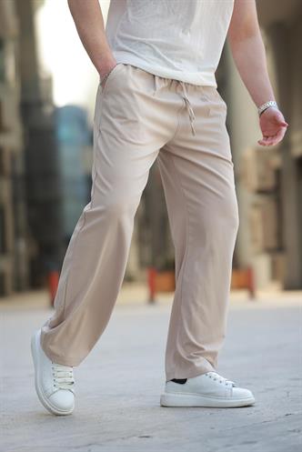 Bej Beli Ayarlanabilir Rahat Kesim Erkek Pantolon E6564