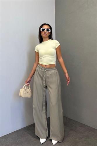 Soluk Yeşil Geniş Paça Kadın Pantolon MG1982