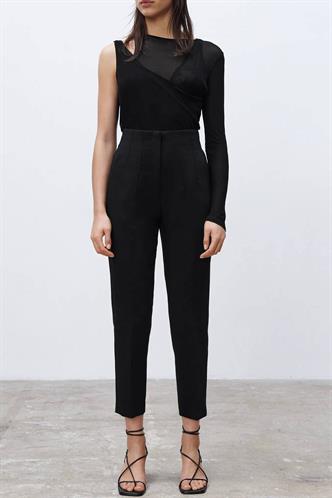 Siyah Önü Biyeli Yüksek Bel Kadın Pantolon MG2425