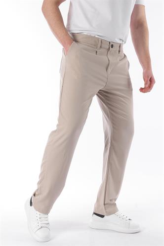 Bej Regular Fit Düz Kesim Yan Cepli Erkek Pantolon 6540