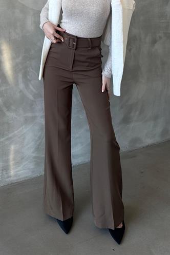 Kahverengi İspanyol Paça Kadın Kumaş Pantolon MG2303