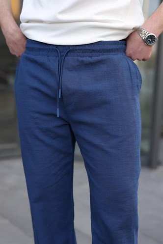 Paça Detaylı Rahat Kesim Erkek Lacivert  Pantolon 6532