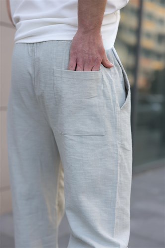 Paça Detaylı Rahat Kesim Erkek Çağla Yeşili Pantolon 6532