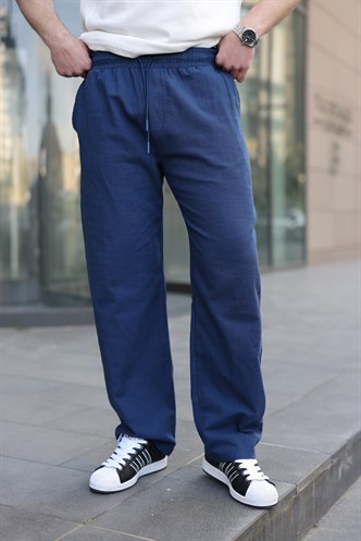 Paça Detaylı Rahat Kesim Erkek Lacivert  Pantolon 6532