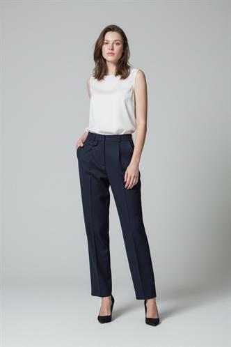Lacivert Pens Detaylı Kapaklı Düz Paça Kumaş Pantolon MG2642