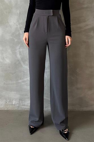 Antrasit Likralı Cırt Kapamalı Palazzo Pantolon MG2291