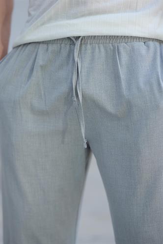 Gri  Beli Ayarlanabilir Rahat Kesim Erkek Pantolon E6564