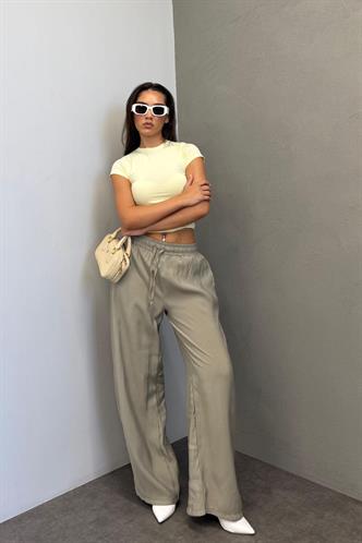 Soluk Yeşil Geniş Paça Kadın Pantolon MG1982