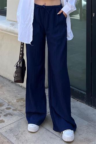 Lacivert Cepli Bol Paça Kadın Pantolon MG1882