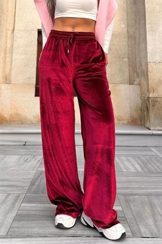 Bordo Bol Paça Kadife Eşofman MG2283